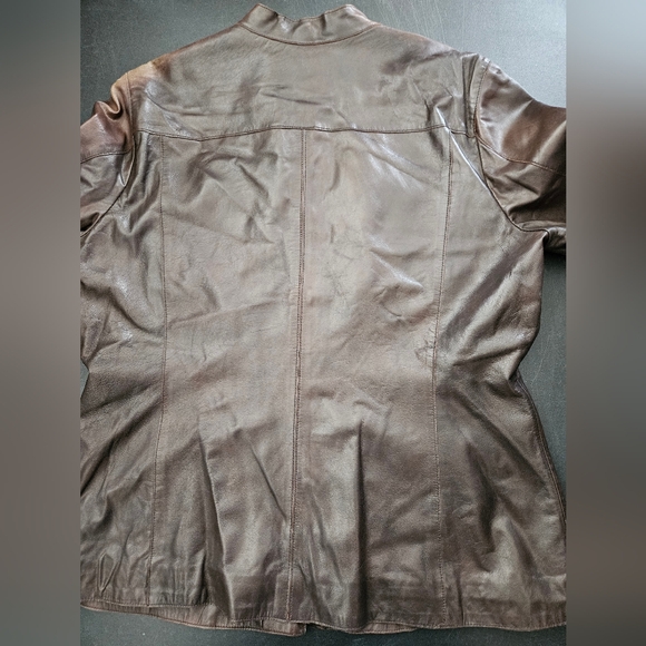 NWT - Leather Daniel Hechter Paris Brown Lightweight Zippered Jacket - XL - Picture 9 of 12